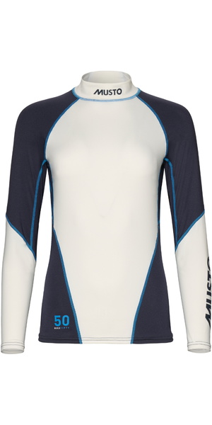 2026 Musto Mujer Camiseta De Manga Larga De Licra Champ 82185 - Blanca / Navy